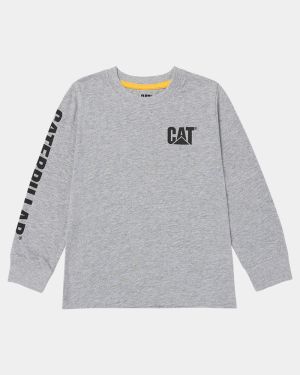 CAT Kids Trademark Banner Long Sleeve Tee - Heather Grey