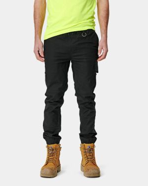 Elwood Elastic Waist Cuffed Pant - Black