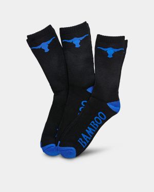 Elwood Women's Bamboo Crew Sock - 3 Pack - Black