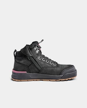 Hard Yakka Women's 3056 Lace Zip Sided Safety Boot - Black