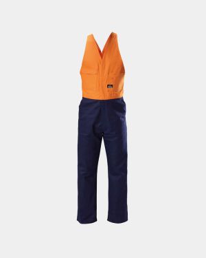 Hard Yakka Hi Vis Two Tone Cotton Drill Action Back Overall - Orange/Navy