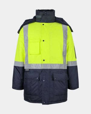 JB's Hi Vis Reflective Taped Freezer Jacket - Lime/Navy