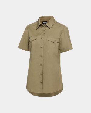 King Gee Women's Workcool 2 Short Sleeve Shirt - Khaki