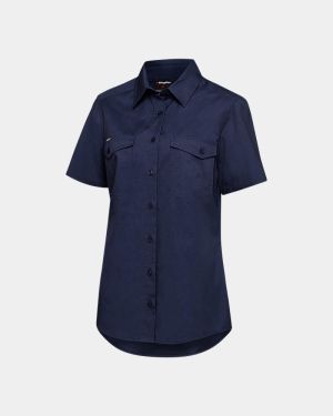 King Gee Women's Workcool 2 Short Sleeve Shirt - Navy