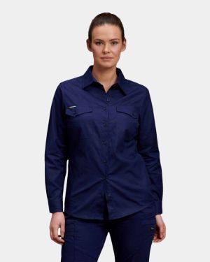 King Gee Women's Workcool 2 Long Sleeve Shirt - Navy