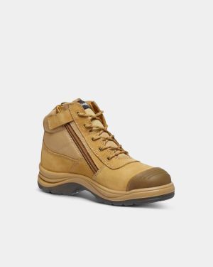 King Gee Tradie Zip Sided Safety Boot - Wheat