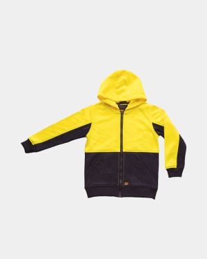 WorkCraft Kids Hi Vis Hooded Jacket - Yellow/Navy