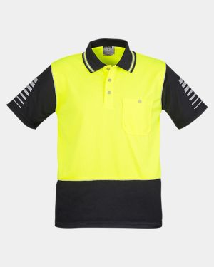 Syzmik Hi Vis Zone Short Sleeve Polo - Yellow/Black