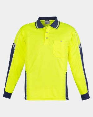Syzmik Hi Vis Squad Long Sleeve Polo - Yellow/Navy
