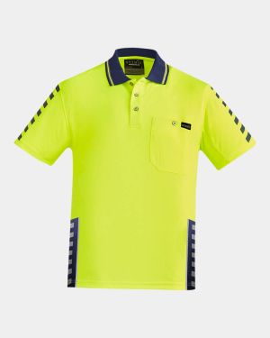 Syzmik Hi Vis Komodo Short Sleeve Polo - Yellow/Navy