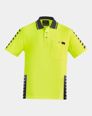 Syzmik Hi Vis Komodo Short Sleeve Polo - Yellow/Charcoal