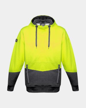 Syzmik Hi Vis Unisex Textured Jacquard Hoodie - Yellow/Charcoal