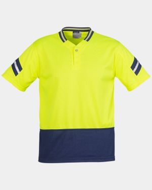 Syzmik Hi Vis Astro Short Sleeve Polo - Yellow/Navy