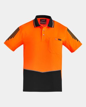 Syzmik Hi Vis Flux Short Sleeve Polo - Orange/Black