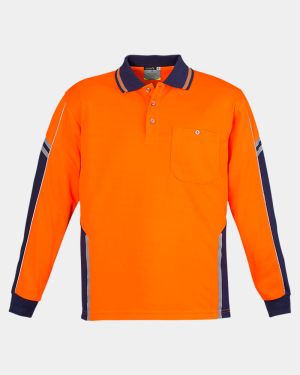 Syzmik Hi Vis Squad Long Sleeve Polo - Orange/Navy