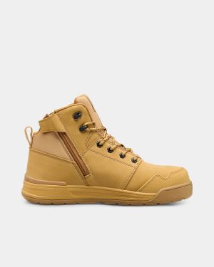 Hard Yakka 3056 Evolution Lace Zip Sided Safety Boot - Wheat