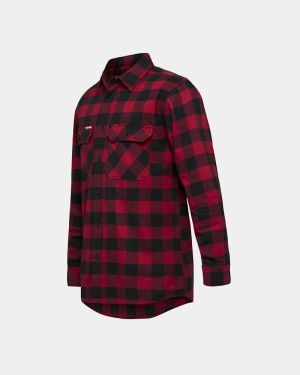 Hard Yakka Foundations Check Flannel Long Sleeve Shirt - Red