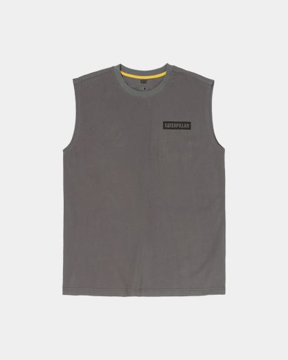 CAT Icon Block Muscle Tee - Basalt