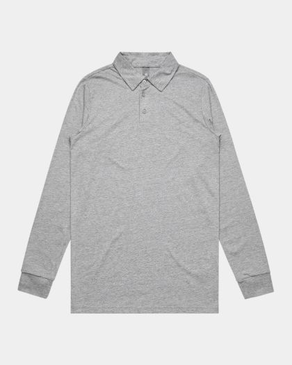 AS Colour 5404 Chad Long Sleeve Polo - Grey Marle