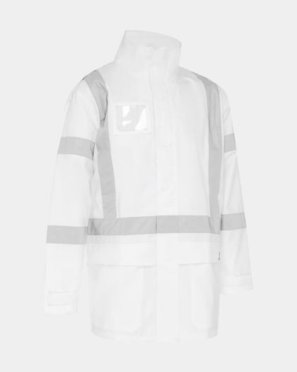Bisley Hi Vis X-Taped Reflective Shell Rain Jacket - White