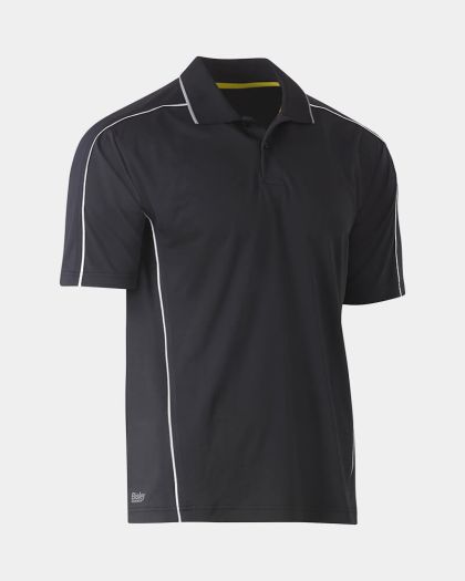 Bisley Cool Mesh Short Sleeve Polo with Reflective Piping - Charcoal