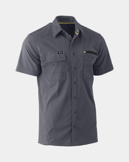 Bisley Flx & Move™ Short Sleeve Utility Work Shirt - Charcoal