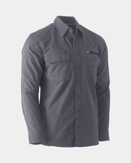 Bisley Flx & Move™ Long Sleeve Utility Work Shirt - Charcoal