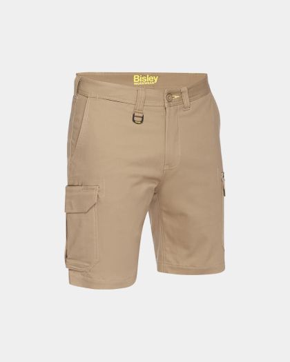 Bisley Stretch Cotton Drill Cargo Short - Khaki
