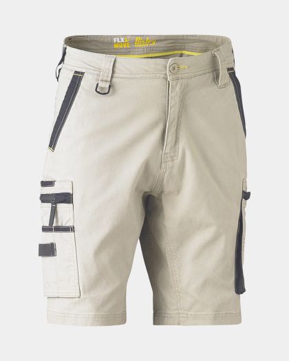 Bisley Flx & Move™ Stretch Utility Zip Cargo Short - Stone