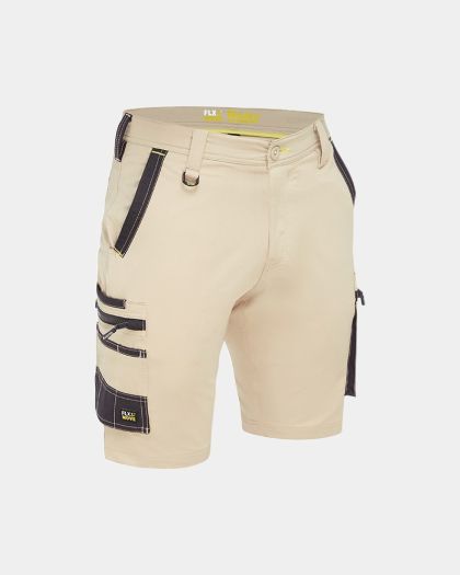 Bisley Flx & Move™ 4-Way Stretch Zip Cargo Short - Stone