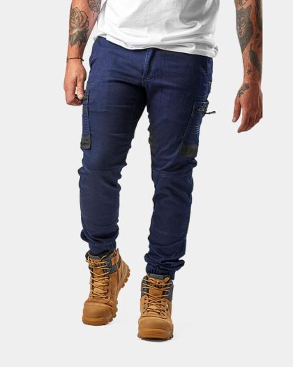Bisley Flx & Moveâ„¢ Stretch Denim Cargo Cuffed Pant - Denim