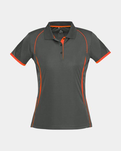 Biz Collection Women's Razor Polo - Grey/Orange