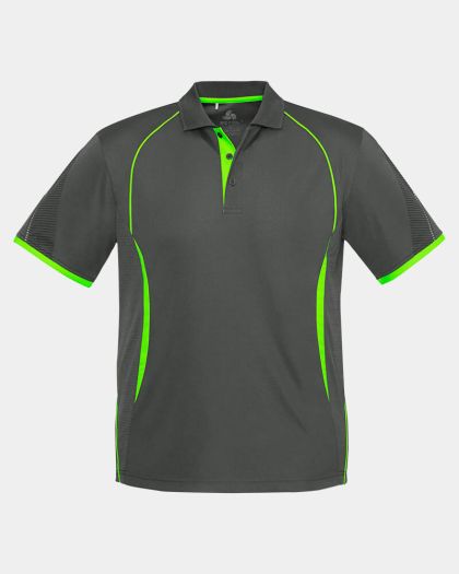 Biz Collection Razor Polo - Grey/Lime