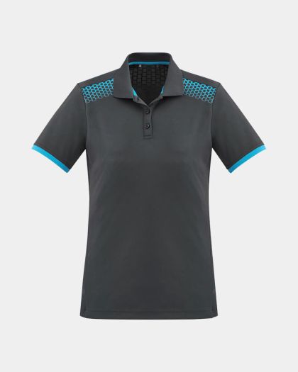 Biz Collection Women's Galaxy Polo - Grey/Cyan