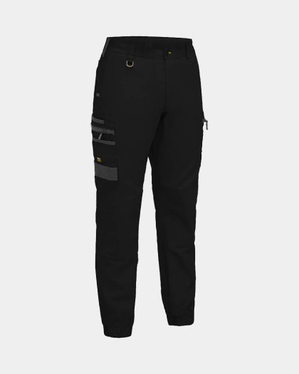 Bisley Flx & Move Elastic Waist Cargo Cuffed Pant - Black