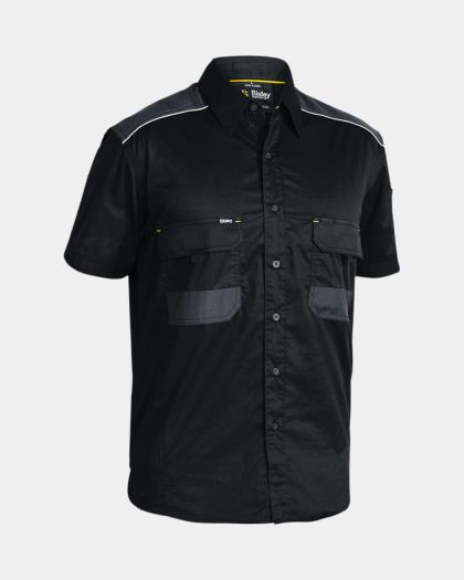 Bisley Flx & Move™ Mechanical Stretch Short Sleeve Shirt - Black