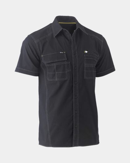 Bisley Flx & Move™ Short Sleeve Utility Work Shirt - Black