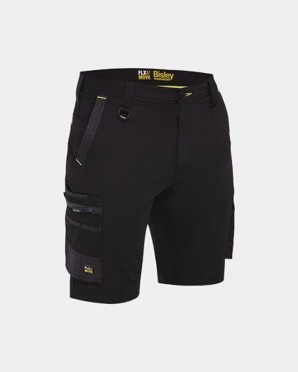 Bisley Flx & Move™ 4-Way Stretch Zip Cargo Short - Black