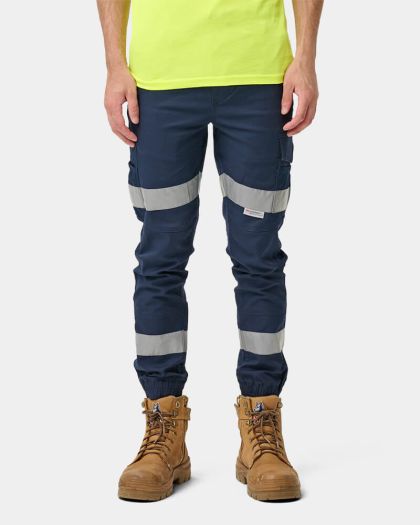 Elwood Reflective Cuffed Elastic Waist Pant - Navy