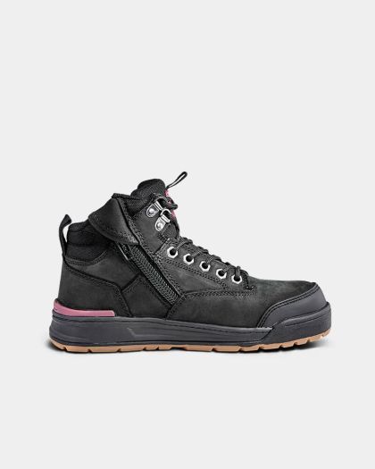Hard Yakka Women's 3056 Lace Zip Sided Safety Boot - Black