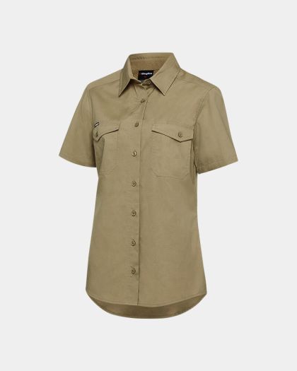 King Gee Women's Workcool 2 Short Sleeve Shirt - Khaki