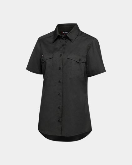 King Gee Women's Workcool 2 Short Sleeve Shirt - Charcoal