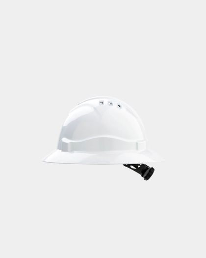 Pro Choice V6 Full Brim Hard Hat with Ratchet - White