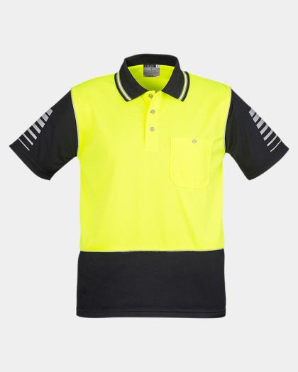 Syzmik Hi Vis Zone Short Sleeve Polo - Yellow/Black