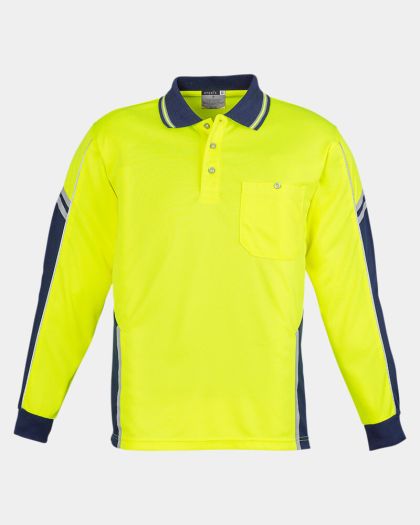 Syzmik Hi Vis Squad Long Sleeve Polo - Yellow/Navy