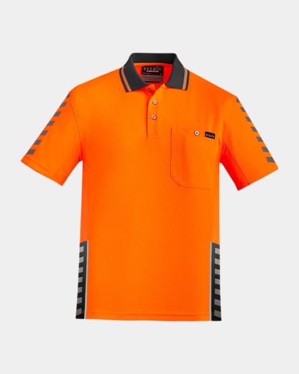 Syzmik Hi Vis Komodo Short Sleeve Polo - Orange/Charcoal