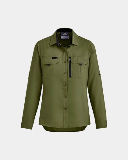 Syzmik Women's Outdoor Long Sleeve Shirt - Army
