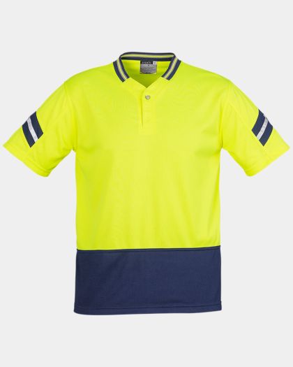 Syzmik Hi Vis Astro Short Sleeve Polo - Yellow/Navy