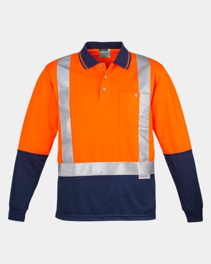 Syzmik Hi Vis Shoulder Taped Long Sleeve Polo - Orange/Navy