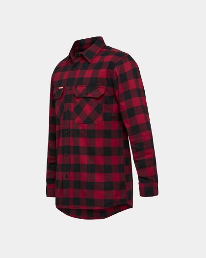 Hard Yakka Foundations Check Flannel Long Sleeve Shirt - Red